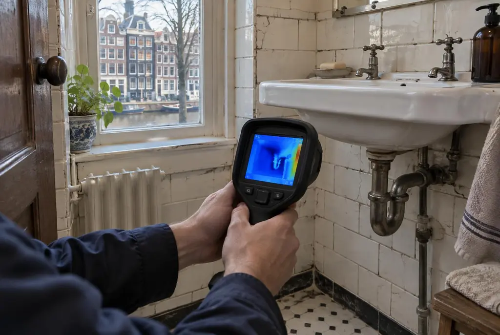 Lekdetectie Urk – badkamer met oude leidingen achter de tegels