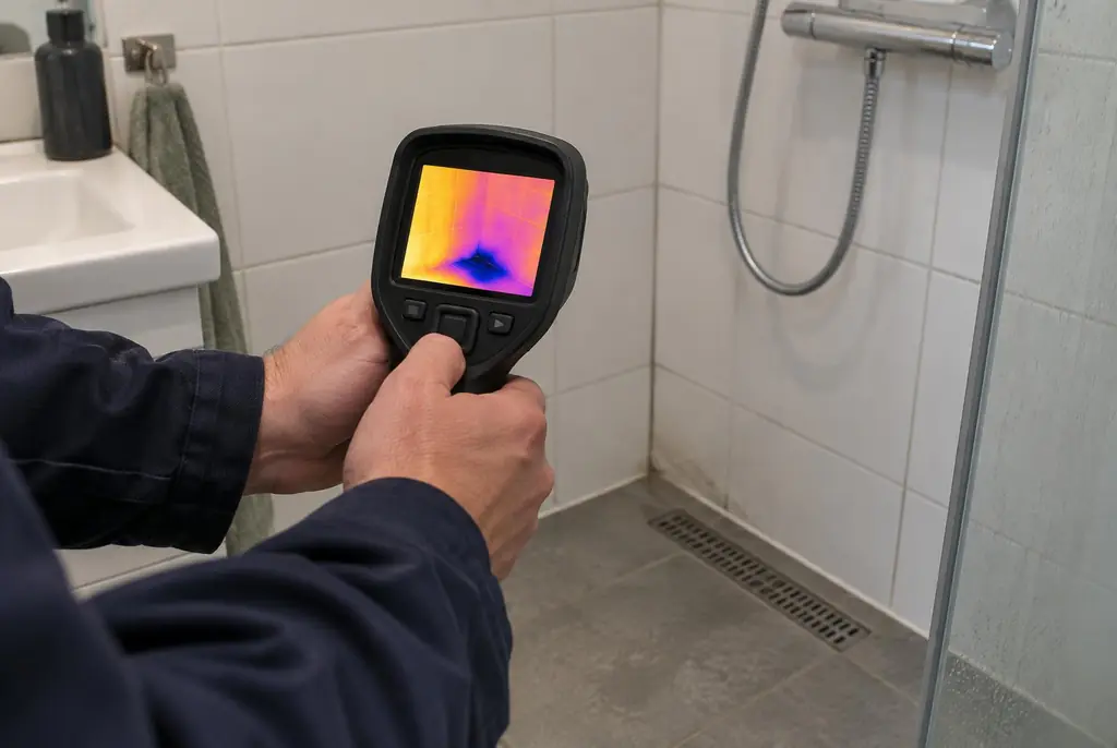 Lekdetectie Urk – lekdetectiespecialist met warmtebeeldcamera in een badkamer