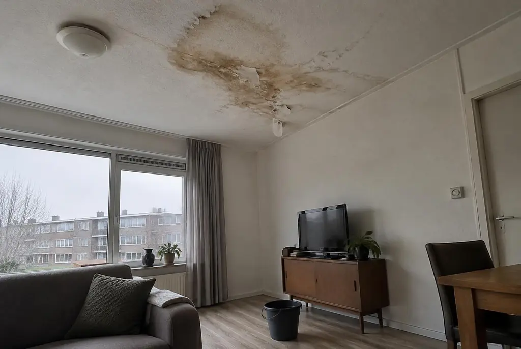Lekdetectie Urk – vochtplek op het plafond onder een badkamer